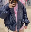 画像12: Fur collar satin retro jacket coat　 ユニセックス 男女兼用 レトロファー襟サテンレトロジャケットコートトップス (12)