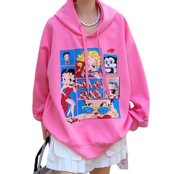 画像1: Betty Boop™ Print Hoodie Sweatshirt　男女兼用ユニセックスベティー ブープ™プリントフーディ スウェット (1)