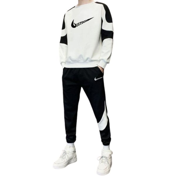 画像1: Unisex Men& Women Broken swoosh Setup Sweat and Pants Set  ブロークン スウォッシュ プリントセットアップ ユニセックス 男女兼用 スウェット トレーナー＆パンツセット (1)