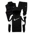 画像1: Unisex Men& Women Broken swoosh Setup Sweat and Pants and Down vest Set  ブロークン スウォッシュ プリントセットアップ ダウンベスト付き ユニセックス 男女兼用 スウェット トレーナー＆パンツセット (1)