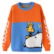 画像1: Snoopy woven oversided contrast color round neck sweater knitt ユニセックス 男女兼用 スヌーピー編み込み オーバーサイズ コントラスト カラーラウンドネック ざっくりセーター (1)