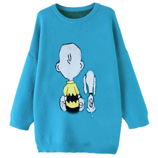 画像1: Charlie Brown & Snoopy Braided Pullover Tunic Sweater チャーリーブラウン＆スヌーピー編み込み プルオーバーセーターウール チュニックドレス ワンピース男女兼用 (1)