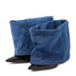 画像3: BLUE DENIM FOLDED HEELED ANKLE BOOTS デニム ジーンズ  フォールデッド ブーツ 切り替え アンクル ブーツ (3)