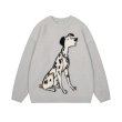 画像1: UnisexDalmatian  round neck sweater knit　 ユニセックス　男女兼用　ダルメシアンドッグ編み込みラウンドネックモヘアセーター ニット (1)