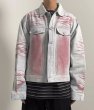 画像3: Washed graffiti print denim G-jacket jacket blouson ユニセックス 男女兼用ウォッシュデニムグラフィティプリントジャケットGジャン ブルゾン (3)