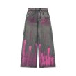 画像1: Unisex Hip Hop Graffiti Drape Jeans Denim trousers 　男女兼用 ユニセックスヒップホップ グラフィティ ドレープ ジーンズデニム　パンツ (1)