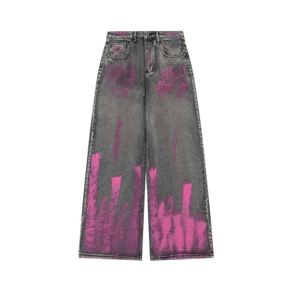 画像1: Unisex Hip Hop Graffiti Drape Jeans Denim trousers 　男女兼用 ユニセックスヒップホップ グラフィティ ドレープ ジーンズデニム　パンツ (1)