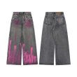 画像3: Unisex Hip Hop Graffiti Drape Jeans Denim trousers 　男女兼用 ユニセックスヒップホップ グラフィティ ドレープ ジーンズデニム　パンツ (3)