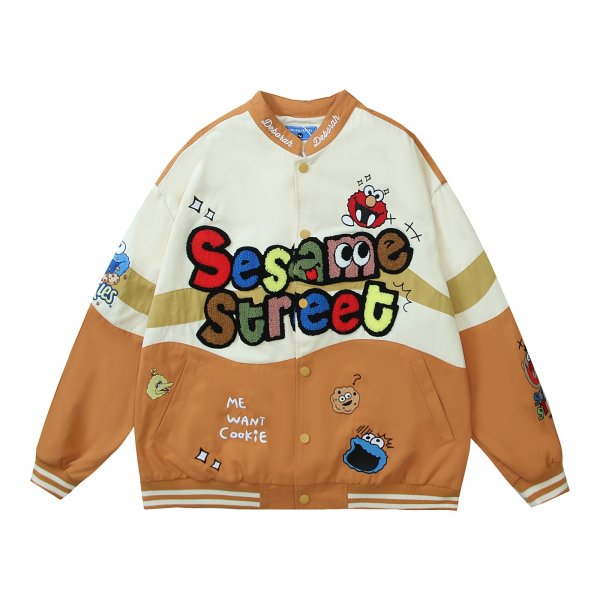 画像1: Sesame street baseball uniform jumper jacket blouson ユニセックス 男女兼用 セサミーストリート スタジアムジャンパー スタジャン MA-1 ボンバー ジャケット ブルゾン (1)