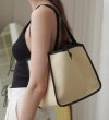 画像9: Square Canvas Contrast Color Portable Tote Shoulder Bag スクウェアキャンバスコントラストカラーポータブルトートショルダーバッグ (9)