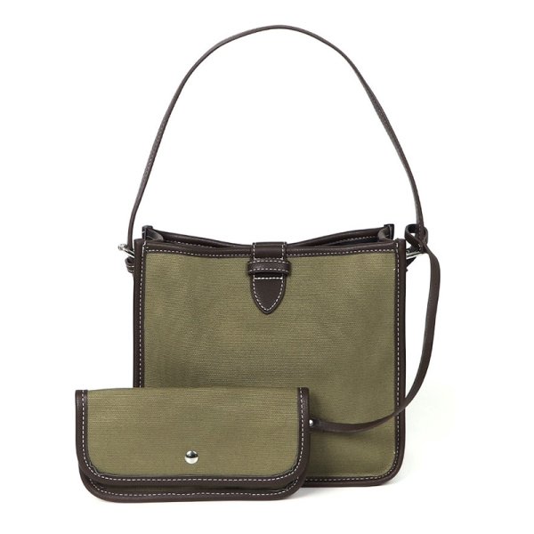 画像1: Square Canvas Contrast Color Portable Tote Shoulder Bag スクウェアキャンバスコントラストカラーポータブルトートショルダーバッグ (1)