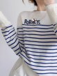 画像4: Blue Stripe Popeye Print Round Neck Sweater Knit  男女兼用ユニセックスブルーストライプポパイプリントラウンドネックセーターニットラウンドネックセーター (4)