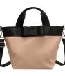 画像1: Color matching ribbon tote shoulder crossbody bag カラーマッチングリボンボウ付きトートショルダークロスボディーバッグ　エコショッピング (1)