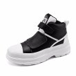 画像1: Men's Chunky platform leather high-top sneakers ユニセックス男女兼用 レザー厚底プラットフォームハイカットスニーカー (1)