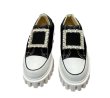 画像4: Rhinestone square buckle thick sole strass canvas sneakersShoes　ラインストーンスクエアバックル厚底ストラスキャンバススニーカーレースアップ レザースニーカー　シューズ　スニーカー (4)