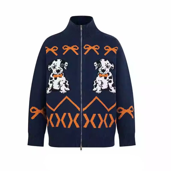 画像1: Dalmatian Puppy Zip Up Sweater Cardigan Coat　 ユニセックス 男女兼用ダルメシアン子犬ジップアップセーターカーディガンコート トップス (1)