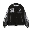 画像4: Unique embroidery Stadium Jumper baseball uniform jumper jacket blouson ユニセックス 男女兼用 ユニーク刺繍ヒップホップスタジアムジャンパー スタジャン MA-1 ボンバー ジャケット ブルゾン (4)