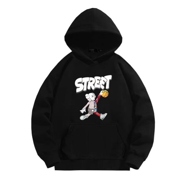 画像1: 24 KAWS×Basketball Street print Hooded Sweatshirt ユニセックス男女兼用 カウズ × バスケットボール プリントフーディパーカー (1)