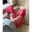 画像2: Bow Quilted padded down Flat ballet pumps shoes  レディース もこもこ リボン ダウン フラット バレエ シューズ パンプス (2)