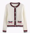 画像3: Contrast Color Round Neck Long Sleeve Wool Ribbon Cardigan Sweater Knit　コントラストカラーラウンドネック長袖リボンカーディガンニット (3)