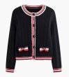 画像2: Contrast Color Round Neck Long Sleeve Wool Ribbon Cardigan Sweater Knit　コントラストカラーラウンドネック長袖リボンカーディガンニット (2)