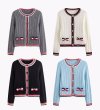 画像5: Contrast Color Round Neck Long Sleeve Wool Ribbon Cardigan Sweater Knit　コントラストカラーラウンドネック長袖リボンカーディガンニット (5)