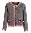 画像1: Contrast Color Round Neck Long Sleeve Wool Ribbon Cardigan Sweater Knit　コントラストカラーラウンドネック長袖リボンカーディガンニット (1)