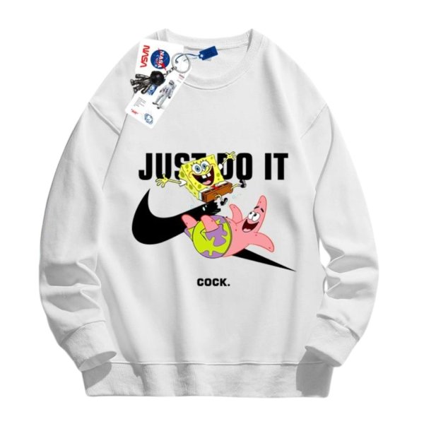 画像1: JUST DO IT Later × Spongebob & Patrick print Sweat shirt ユニセックス 男女兼用 JUST DO IT Later スポンジボブ ＆ パトリック ブロークン スウォッシュプリント トレーナー (1)