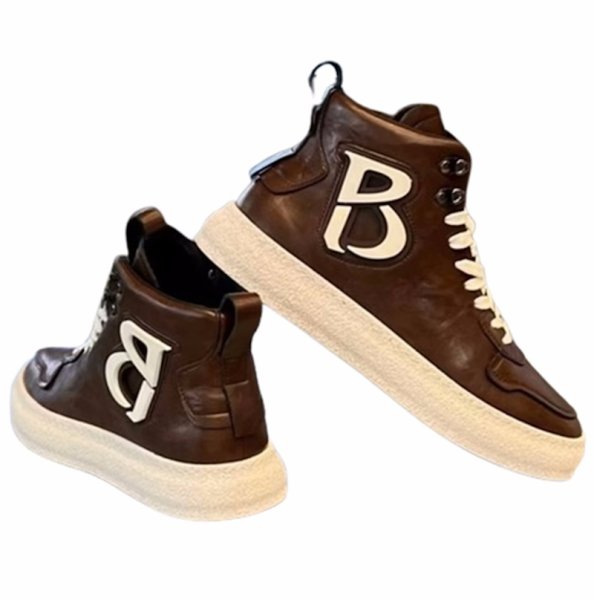 画像1: Unisex High-top leather alphabet logo lace-up sneakers ユニセックス 男女兼用 ハイカットレザーアルファベットロゴレースアップ スニーカー (1)