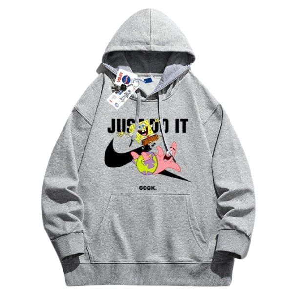 画像1: JUST DO IT Later × Spongebob & Patrick print Sweat Hoodie shirt ユニセックス 男女兼用 スポンジボブ ＆ パトリック ブロークン スウォッシュプリント スウェット パーカー (1)