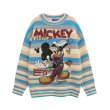 画像2: Old Mickey Mouse striped round neck sweater pullover  Knit　オールドミッキーマウスプリントボーダーラウンドネック長袖セーターニット (2)