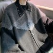 画像7: Contrast color spliced ​​knit cardigan jacket  ユニセックス 男女兼用コントラストカラースプライシングニットカーディガンジャケット (7)