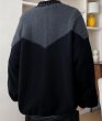 画像6: Contrast color spliced ​​knit cardigan jacket  ユニセックス 男女兼用コントラストカラースプライシングニットカーディガンジャケット (6)