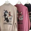 画像1: Unisex Vintage Tom and Jerry CASTLE LEATHERS Sweat Stadium Jacket Front and Back Design  ユニセックス 男女兼用 トムとジェリー ヴィンテージ加工 スウェット スタジャン スタジアムジャンパー ジャケット バック 刺繍 デザイン (1)