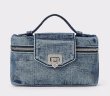 画像2: Washed Denim Vanity Lunch Box Tote Shoulder Crossbody Bag　ユニセックス男女兼用ウォッシュドデニム バニティーランチボックス型バッグ (2)