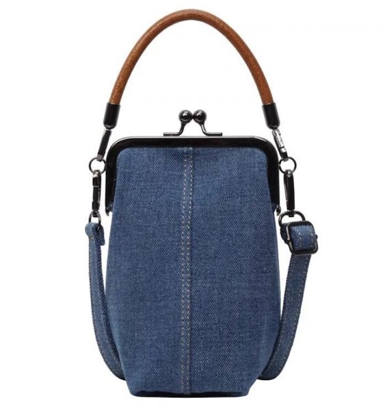 画像1: Denim purse tote shoulder crossbody bag　ユニセックス男女兼用デニムパース型トートショルダークロスボディバッグ (1)