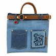 画像9: Denim Keith Haring Pocket Tote Shoulder Crossbody Bag　ユニセックス男女兼用デニムキース・ヘリングペイントポケット トートショルダークロスボディーバッグ (9)