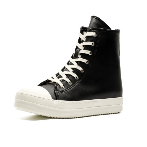 画像1: Unisex leather lace-up high-top sneakers　ユニセックス男女兼用レザーレースアップハイカットスニーカー (1)