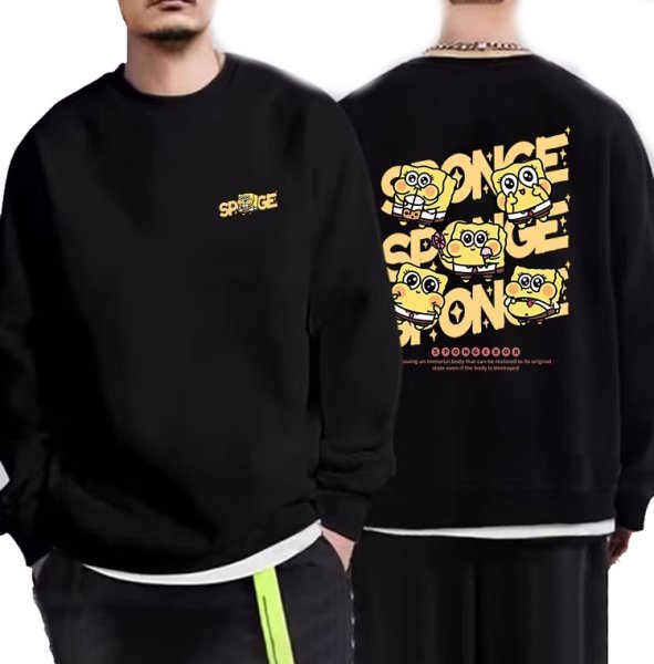 画像1: Spongebob print sweatshirt long sleeve round neck sweatshirt　ユニセックス男女兼用 スポンジボブプリント 長袖ラウンドネックスウェット (1)