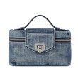 画像1: Washed Denim Vanity Lunch Box Tote Shoulder Crossbody Bag　ユニセックス男女兼用ウォッシュドデニム バニティーランチボックス型バッグ (1)