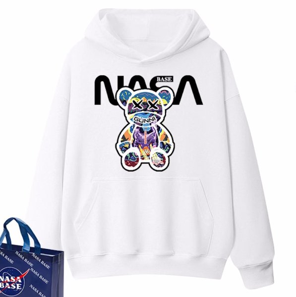 画像1: NASA BASE Violet Bear Boy Print Sweat Hoodie　ユニセックス男女兼用 ナサベースバイオレットベアプリント 長袖フーディスウェット (1)