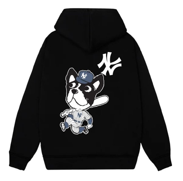 画像1:  MLB NY Dog Baseball Print Hoodie Sweatshirt  ユニセックス男女兼用  MLB NY ヤンキースドッグベースボールプリントフーディ スウェット (1)