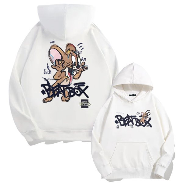 画像1: Tom and Jerry Jerry print hoodie Sweatshirt  ユニセックス男女兼用 トム＆ジェリ ジェリープリント フーディ スウェット (1)