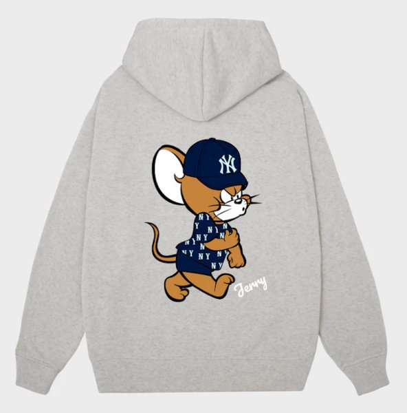 画像1: MLB NY Tom & Jerry Jerry Print Hoodie Sweatshirt  ユニセックス男女兼用  MLB　NY トム＆ジェリ ジェリープリントフーディ スウェット (1)