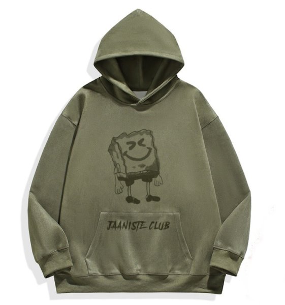 画像1: Spongebob Print Hoodie Sweatshirt ユニセックス男女兼用 スポンジボブプリント 長袖フーディスウェット (1)