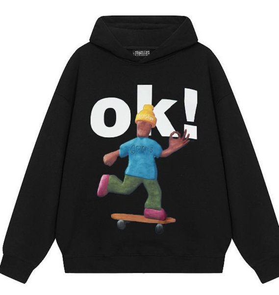 画像1: Skateboard Boy Print Hoodie Sweatshirt  ユニセックス男女兼用 スケートボードボーイプリント フーディ スウェット (1)