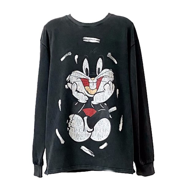 画像1: Bugs Bunny print vintage long sleeve sweatshirt Sweatshir ユニセックス男女兼用 バッグズバニープリントヴィンテージ 長袖スウェットトレーナー (1)