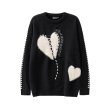 画像2: 24 Unisex heart applique Heart Choice sweater knit  ユニセックス 男女兼用 ハートアップリケ セーター ニット  (2)