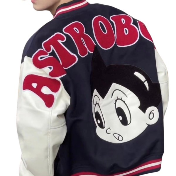 画像1: Unisex Astro Boy Stadium Jacket Front and Back Design  ユニセックス 男女兼用  アストロボーイ アトム スタジャン スタジアムジャンパー ジャケット バック 刺繍 デザイン (1)