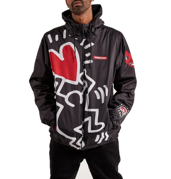 画像1: Unisex Keith Haring hooded quilted windbreaker Jacket  ユニセックス 男女兼用 キース・ヘリングフード付き中綿キルティングウインドブレーカーフーディウインドブレーカージャケット (1)